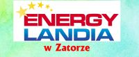 Napis na kolorowym tle Energylandia w Zatorze