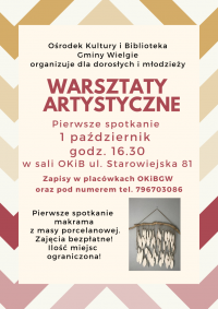 Plakat warsztaty artystyczne