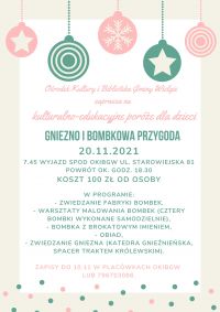 Plakat informacyjny o wyjeździe na wycieczkę do Gniezna