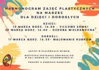 Harmonogram zajęć plastycznych na miesiąc marzec