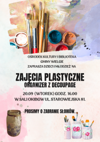 Plakat informacyjny zajęcia plastyczne