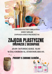 Plakat informacyjny- zajęcia plastyczne