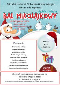Plakat informacyjny-Bal Mikołajkowy