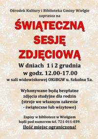 Sesja świąteczna -plakat informacyjny