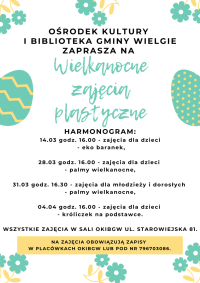 Plakat informacyjny- Zajęcia plastyczne