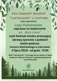 Plakat informacyjny- Festiwal smaku "Dary z lasu"