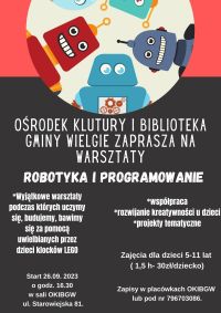 Zajęcia z robotyki -plakat informacyjny
