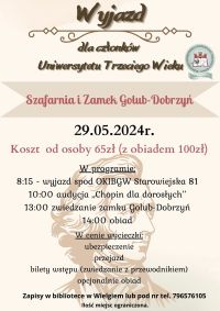 Plakat informacyjny. Wycieczka