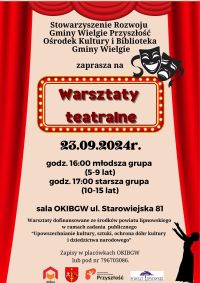 Plakat informacyjny - warsztaty teatralne