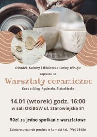 Plakat informacyjny -warsztaty ceramiczne