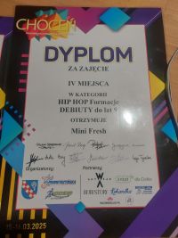 Dyplom dla formacji Mini Fresh