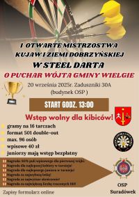 Plakat informacyjny - I otwarte Mistrzostwa Kujaw i Ziemi Dobrzyńskiej w Steel Darta
