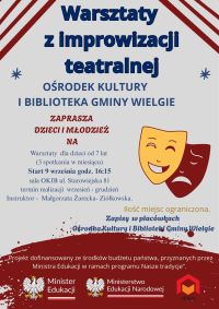 Plakat informacyjny warsztaty z improwizacji teatralnej