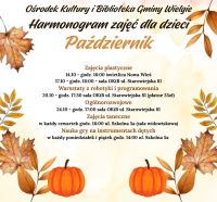 Harmonogram zajęć dla dzieci na październik.