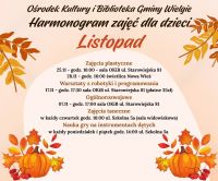 Zdjęcie informacyjne - Harmonogram zajęć dla dzieci listopad