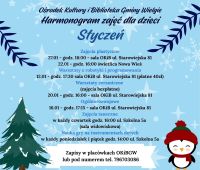 Zdjęcie informacyjne - harmonogram zajęć na styczeń