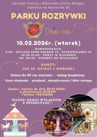 Plakat informacyjny - wyjazd do parku rozrywki Mandoria