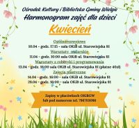 Zdjęcie informacyjne - harmonogram zajęć na kwiecień