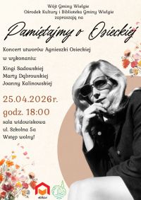 Plakat informacyjny - Koncert utworów Agnieszki Osieckiej.