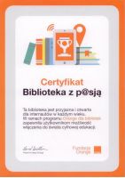 Certyfikat od fundacji orange